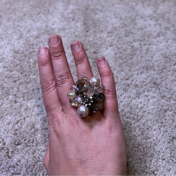 Chunky crystal cluster costume ring - Picture 2 of 6